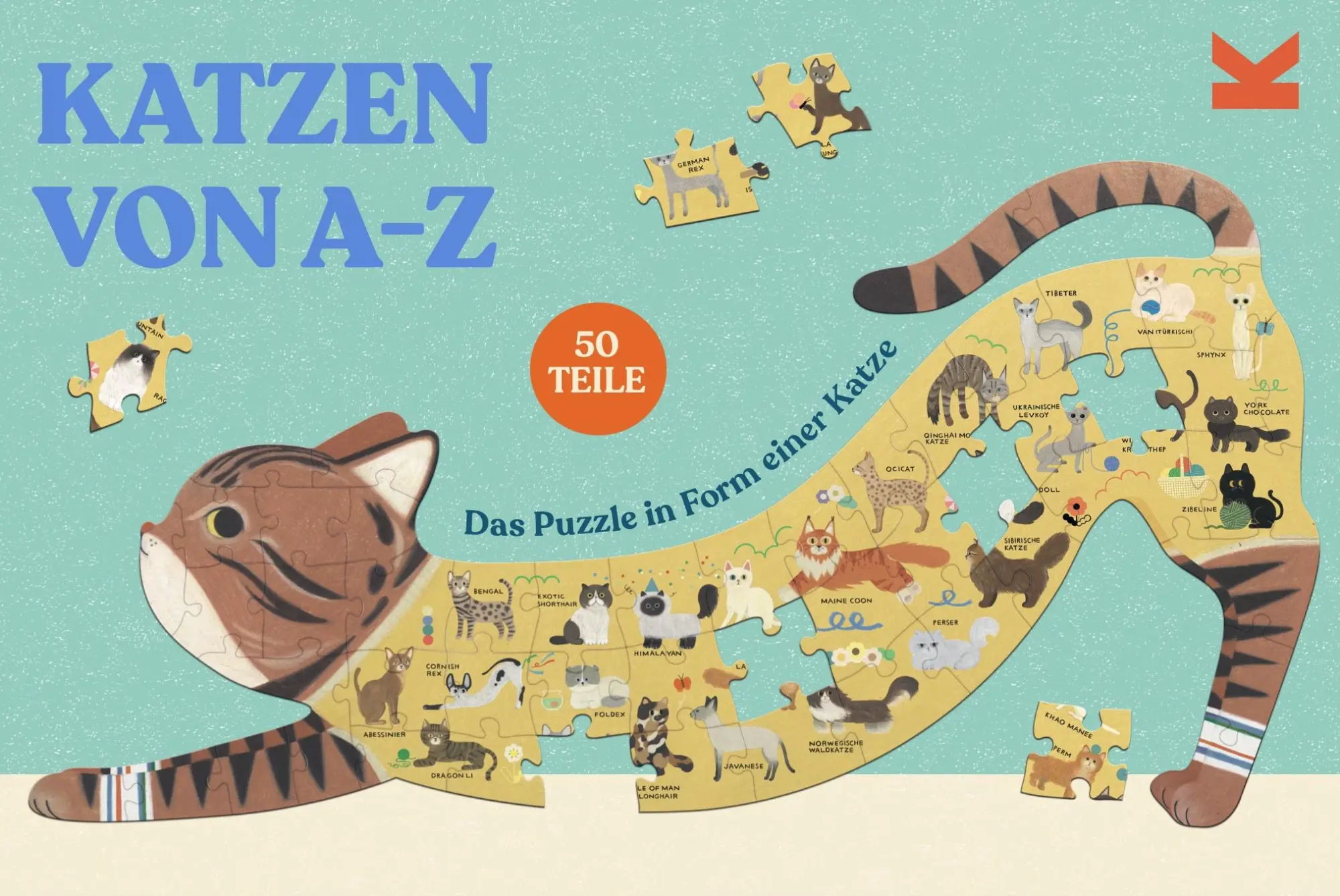 Cover: 9783962442866 | Katzen von A bis Z | Das Puzzle in Form einer Katze | Vogel-Ropers