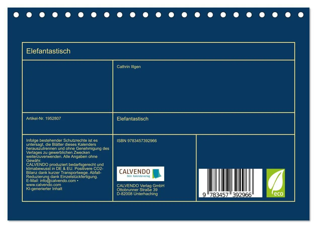 Bild: 9783457392966 | Elefantastisch (Tischkalender 2026 DIN A5 quer), CALVENDO...