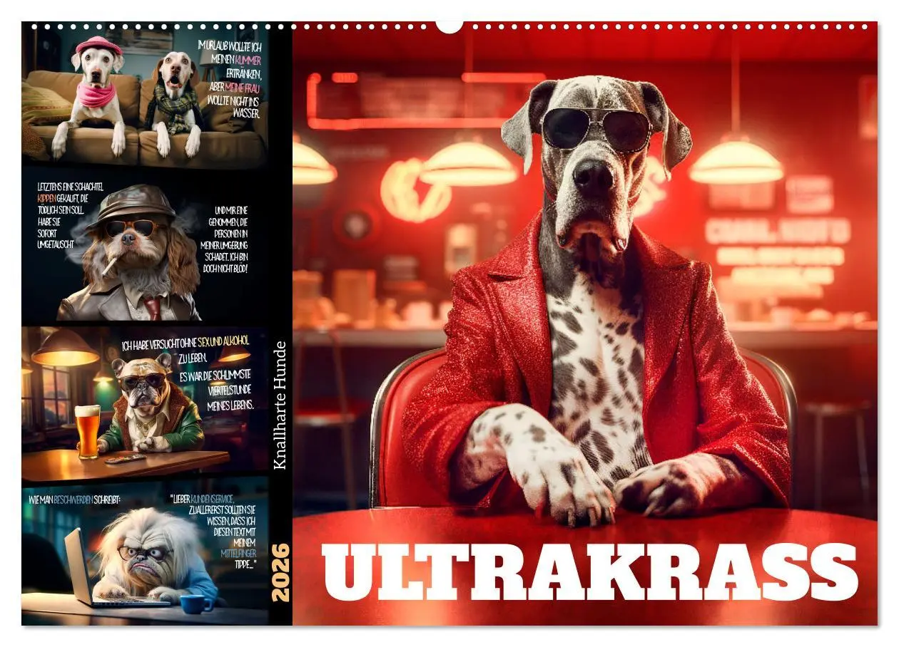 Cover: 9783457462966 | ULTRAKRASS Knallharte Hunde (Wandkalender 2026 DIN A2 quer),...
