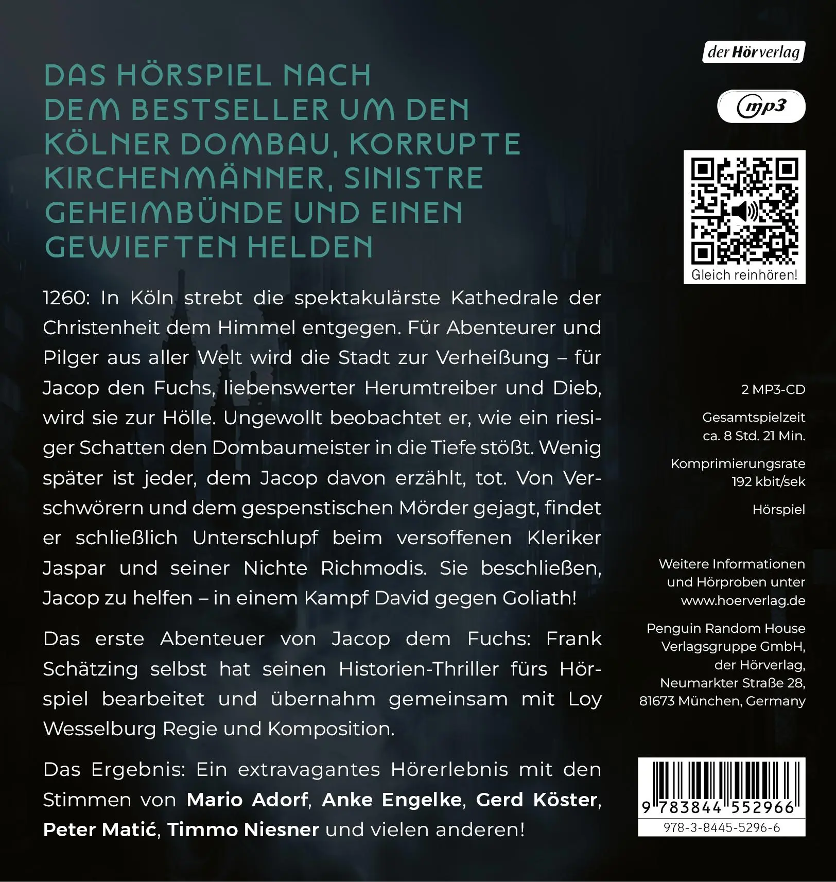 Bild: 9783844552966 | Tod und Teufel | Frank Schätzing | MP3 | Jacop der Fuchs | 2 Audio-CDs