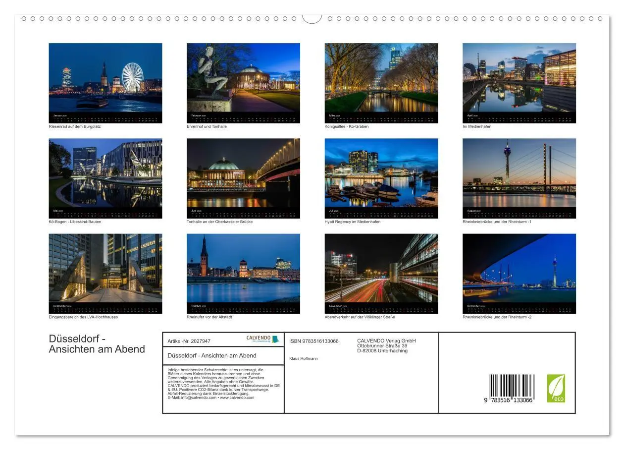 Bild: 9783516133066 | Düsseldorf - Ansichten am Abend (hochwertiger Premium Wandkalender...