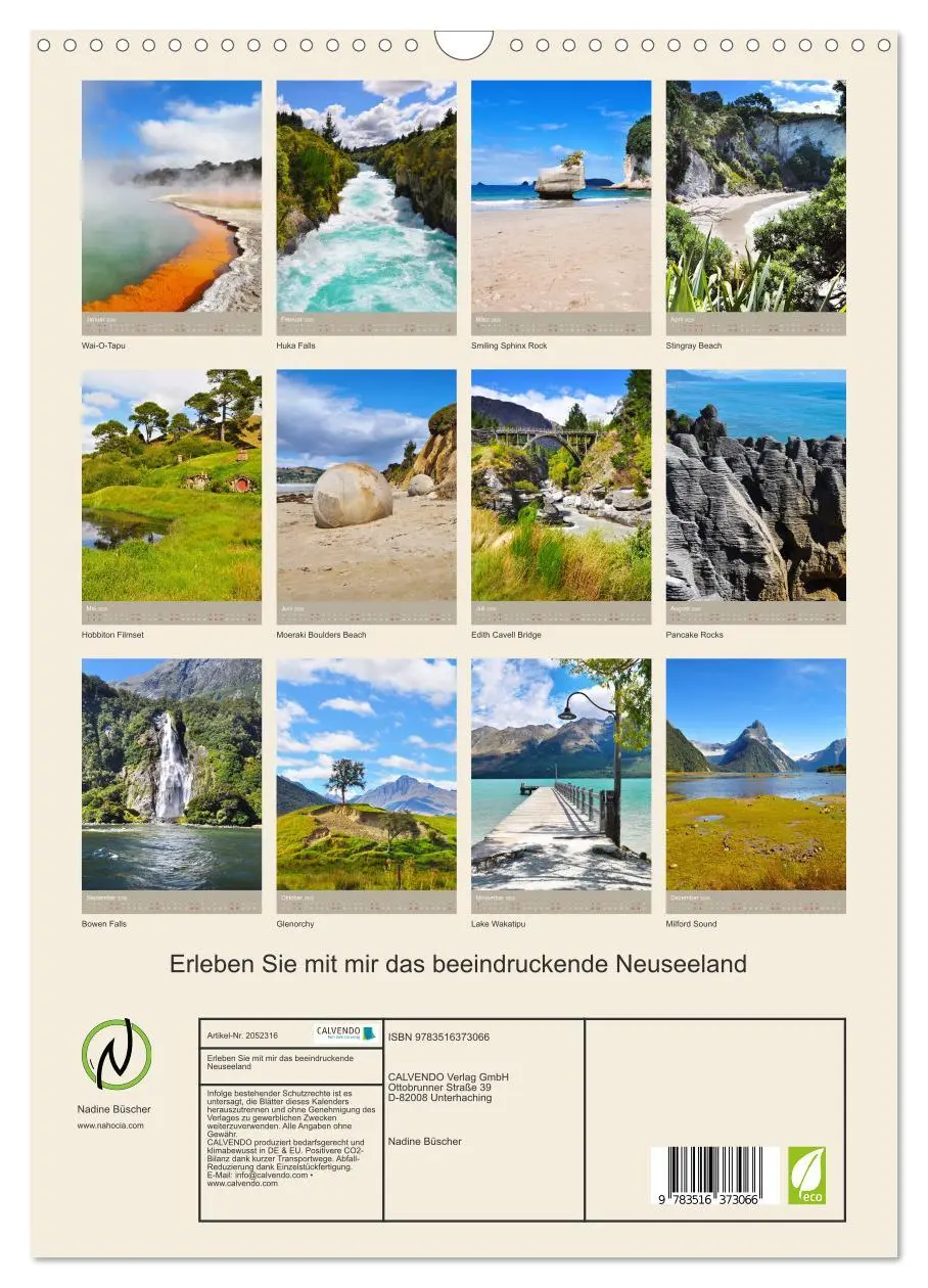 Bild: 9783516373066 | Erleben Sie mit mir das beeindruckende Neuseeland (Wandkalender...