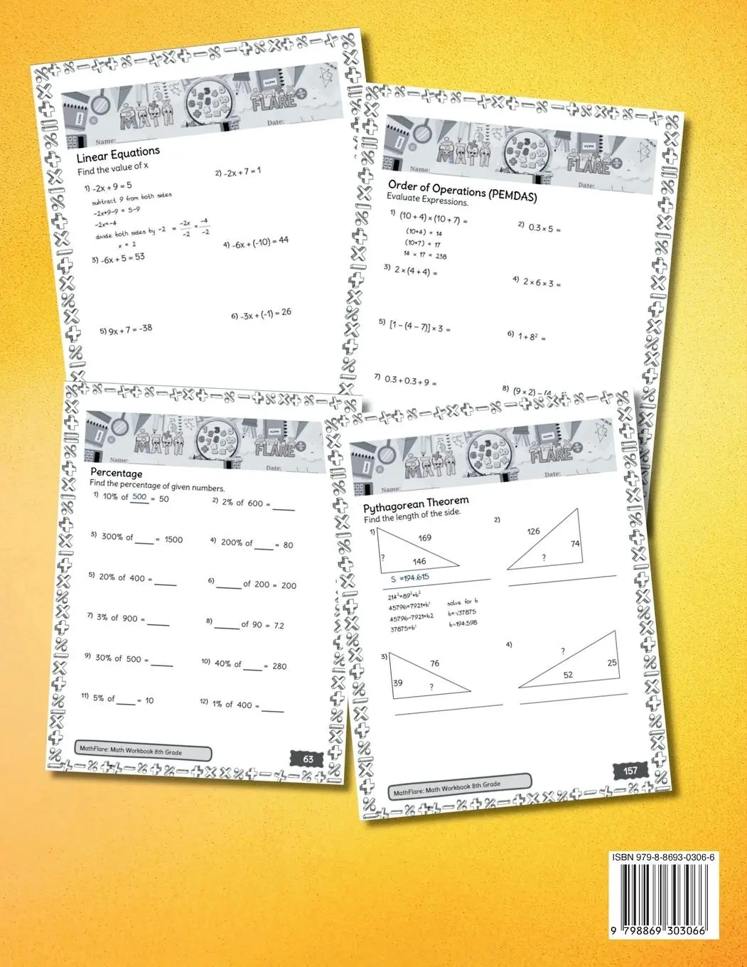 Rückseite: 9798869303066 | MathFlare - Math Workbook 8th Grade | Mathflare Publishing | Buch