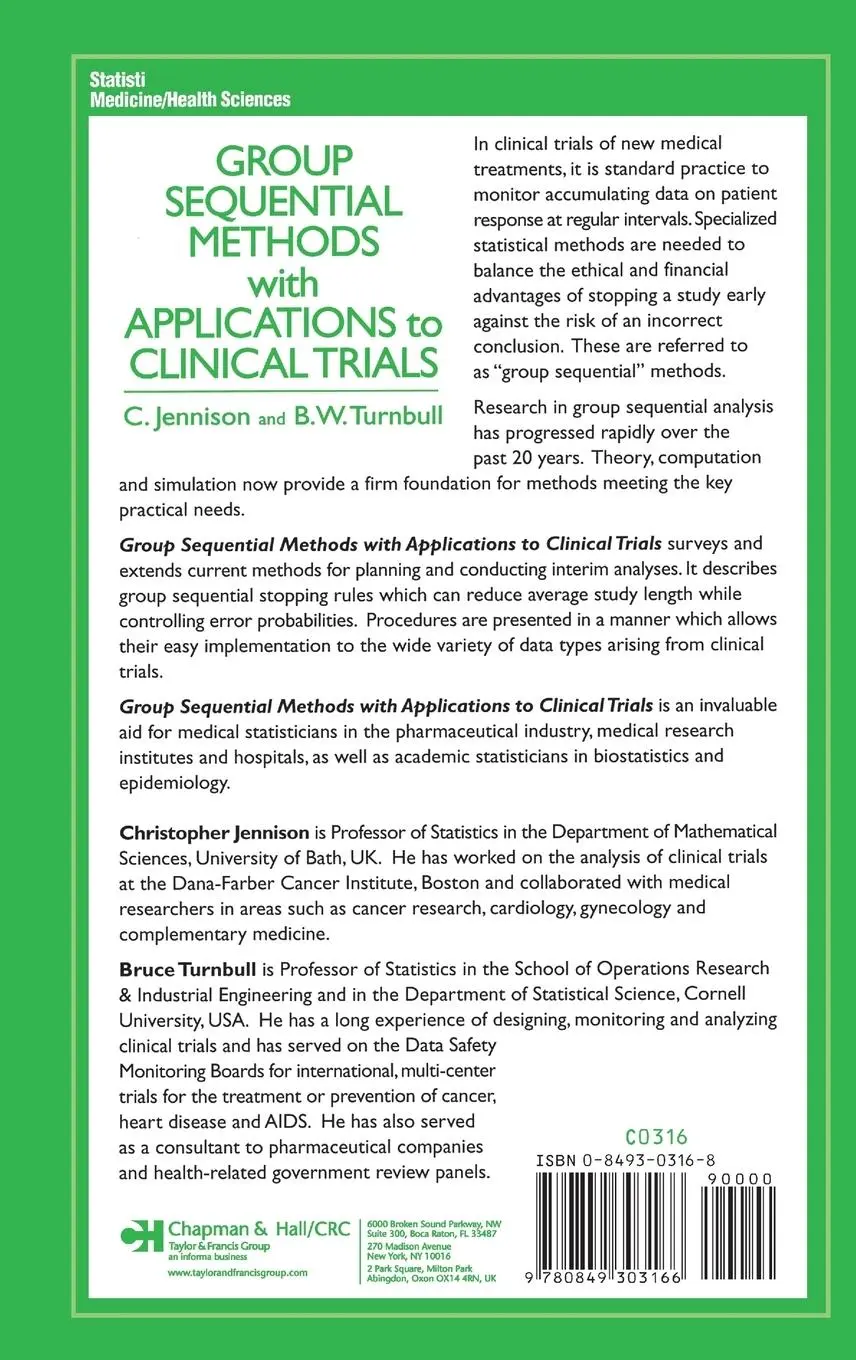Rückseite: 9780849303166 | Group Sequential Methods with Applications to Clinical Trials | Buch