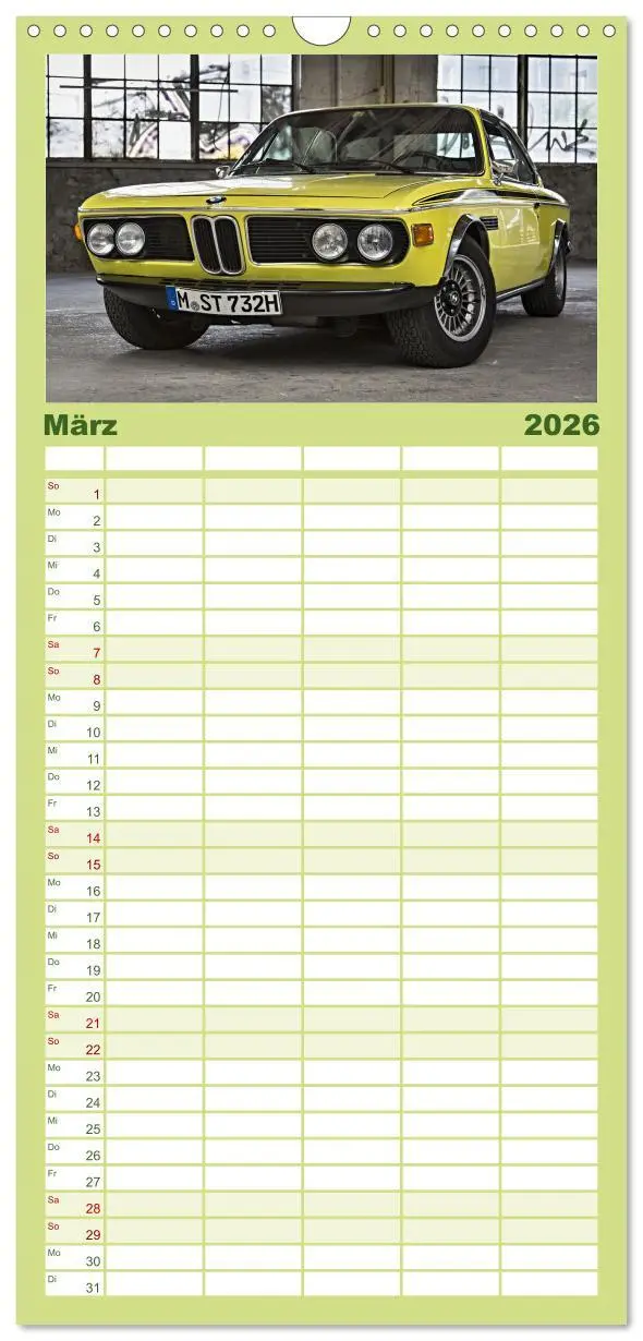 Bild: 9783516503166 | Familienplaner 2026 - Automobile Träume der 70er mit 5 Spalten...
