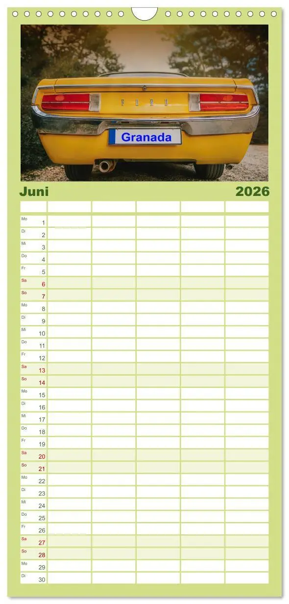 Bild: 9783516503166 | Familienplaner 2026 - Automobile Träume der 70er mit 5 Spalten...