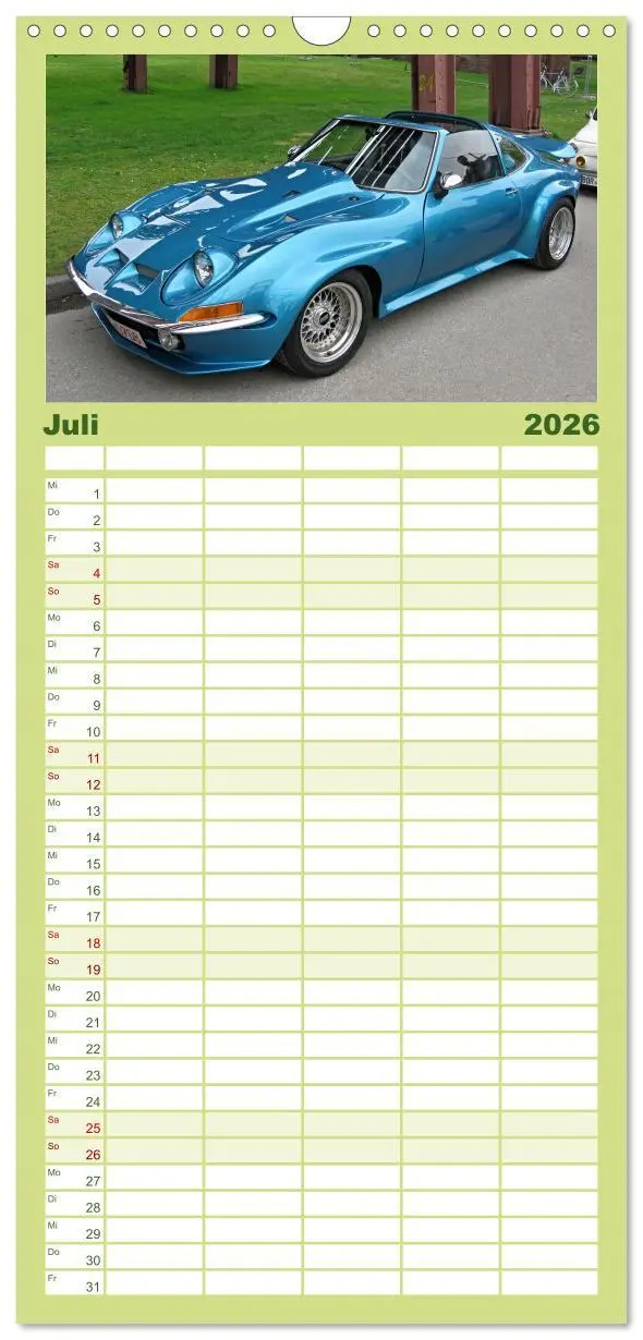 Bild: 9783516503166 | Familienplaner 2026 - Automobile Träume der 70er mit 5 Spalten...