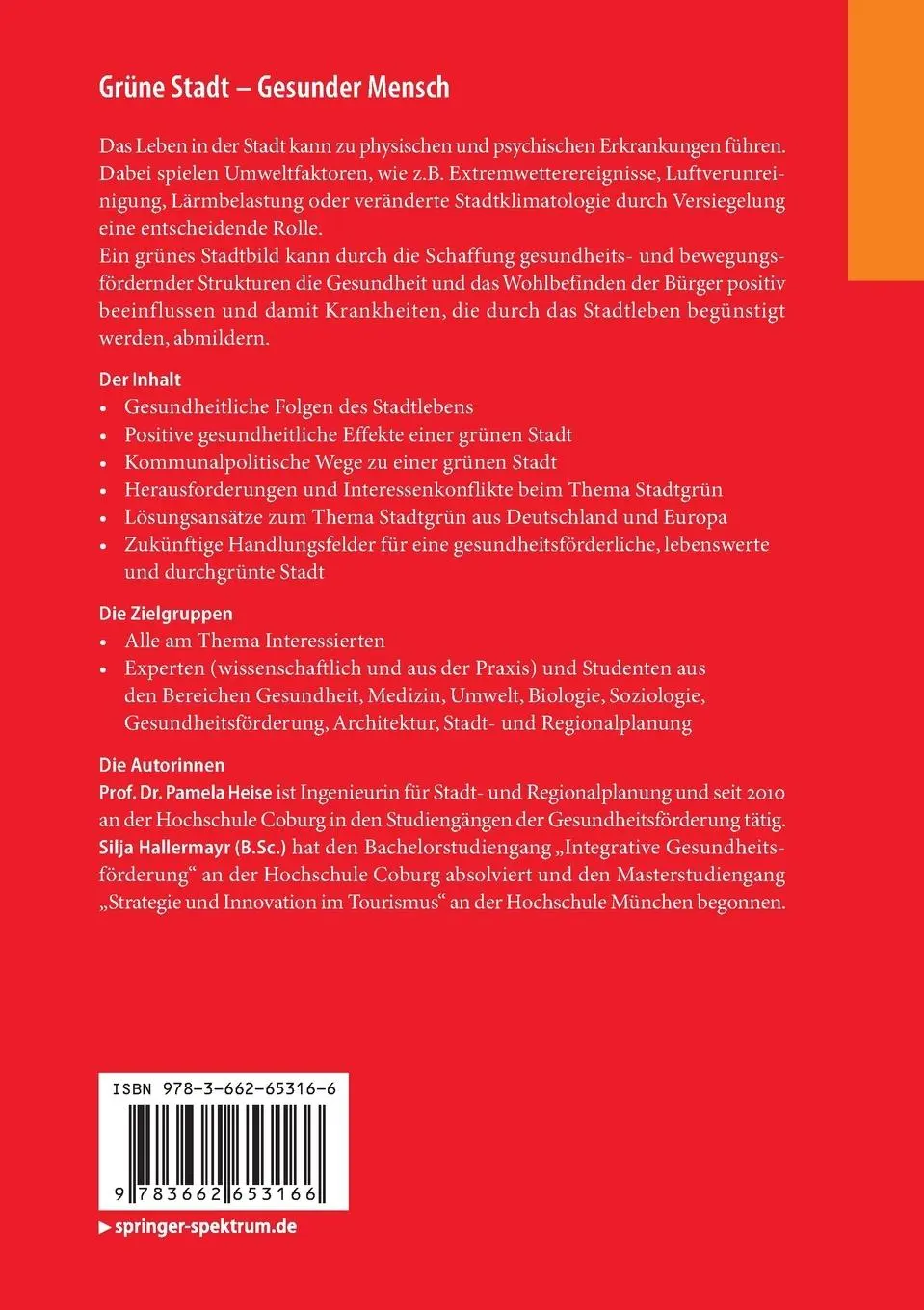 Rückseite: 9783662653166 | Grüne Stadt - Gesunder Mensch | Silja Hallermayr (u. a.) | Taschenbuch