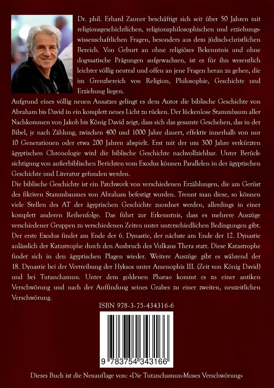 Rückseite: 9783754343166 | Exodus | Erhard Zauner | Taschenbuch | Paperback | 416 S. | Deutsch