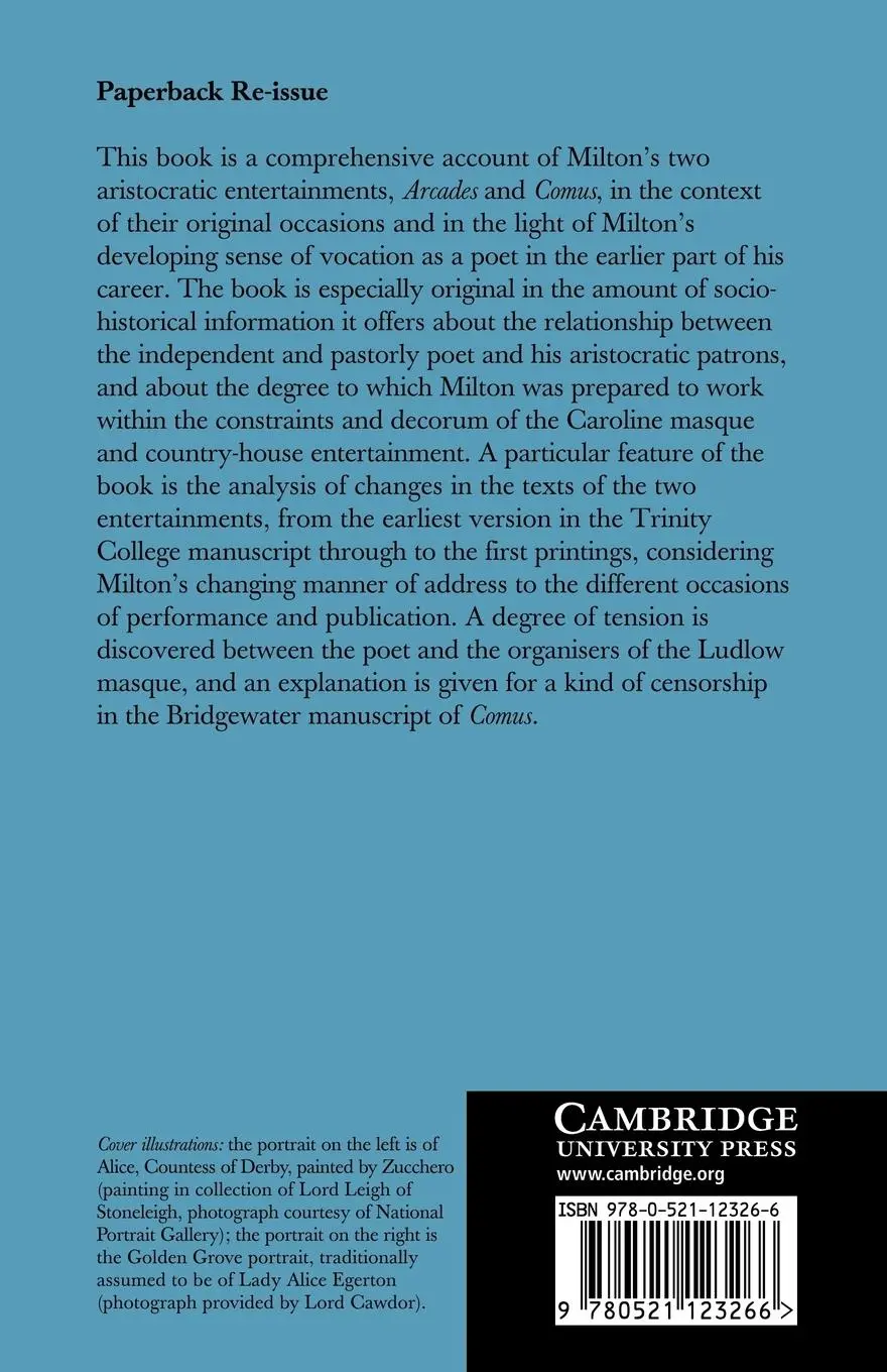 Rückseite: 9780521123266 | John Milton's Aristocratic Entertainments | Cedric C. Brown | Buch