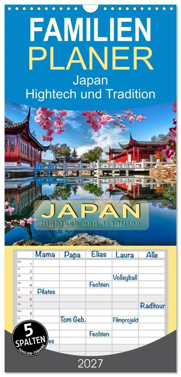 Cover: 9783594333266 | Familienplaner 2027 - Japan - Hightech und Tradition mit 5 Spalten...