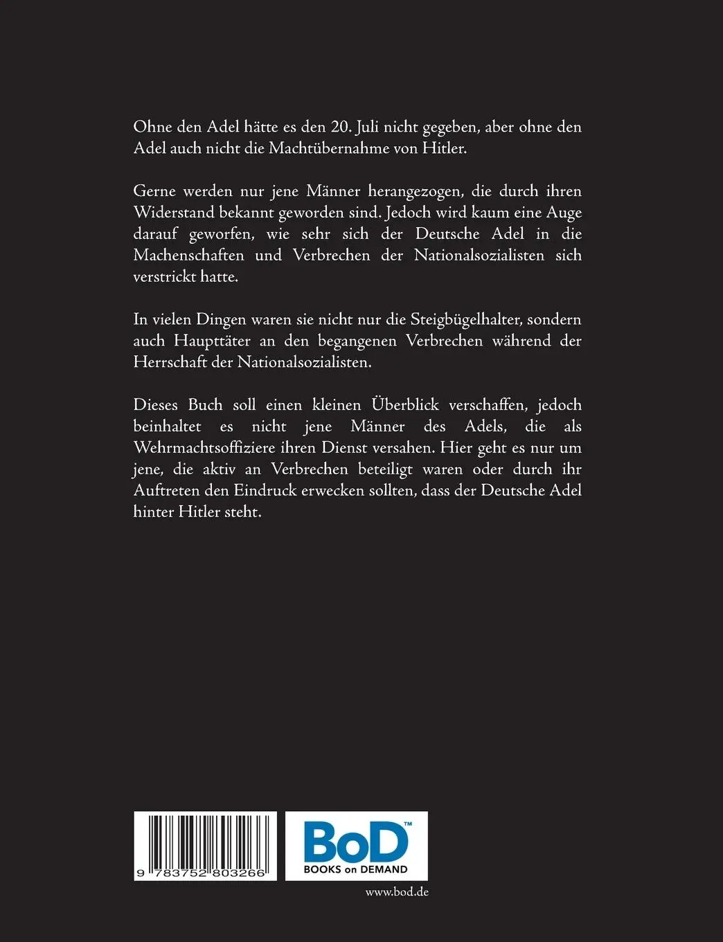 Rückseite: 9783752803266 | Hitlers williger Adel | Stephan D. Yada-Mc Neal | Taschenbuch | 292 S.
