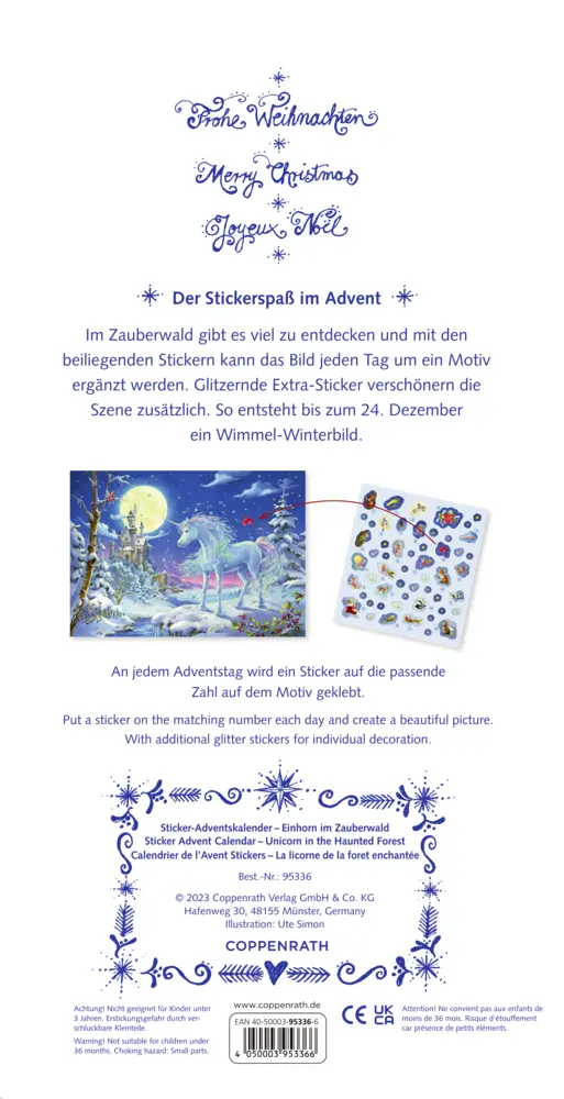 Bild: 4050003953366 | Sticker-Adventskalender | Einhorn im Zauberwald | Ute Simon | Kalender