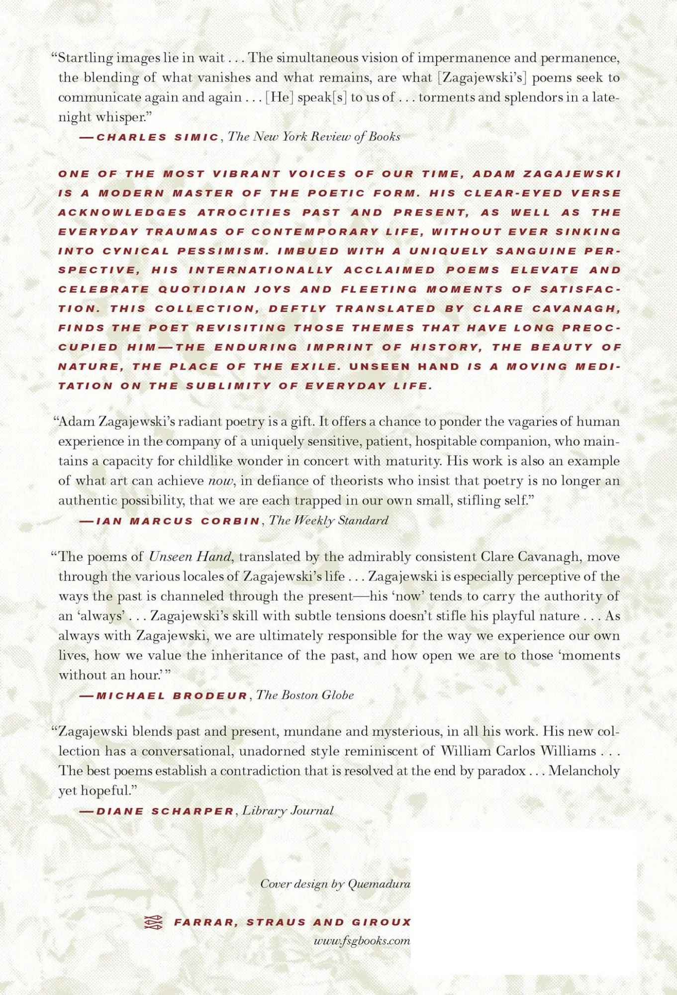 Rückseite: 9780374533366 | Unseen Hand | Adam Zagajewski | Taschenbuch | Englisch | 2012