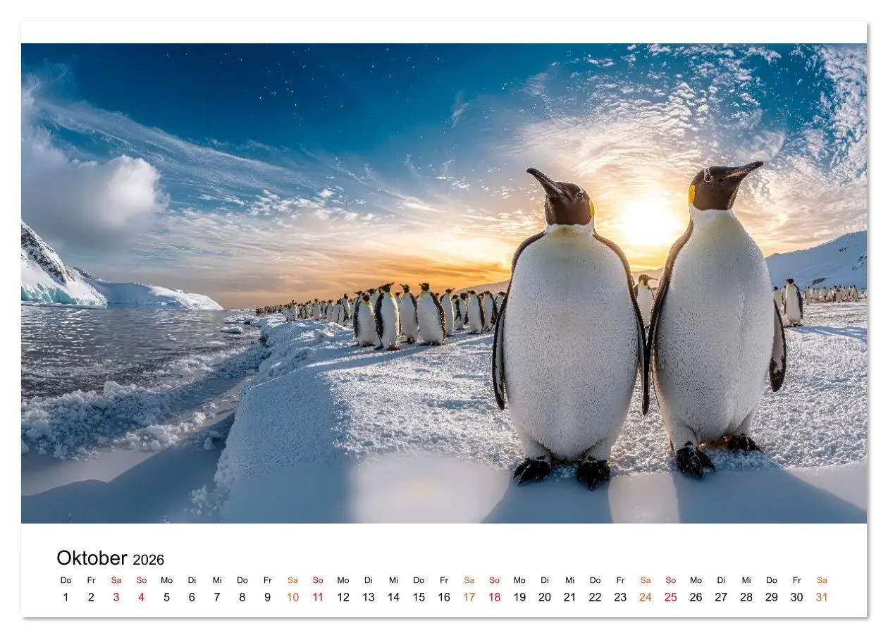 Bild: 9783516643466 | Pinguine - ein Jahr voller Meer (Tischkalender 2026 DIN A5 quer),...