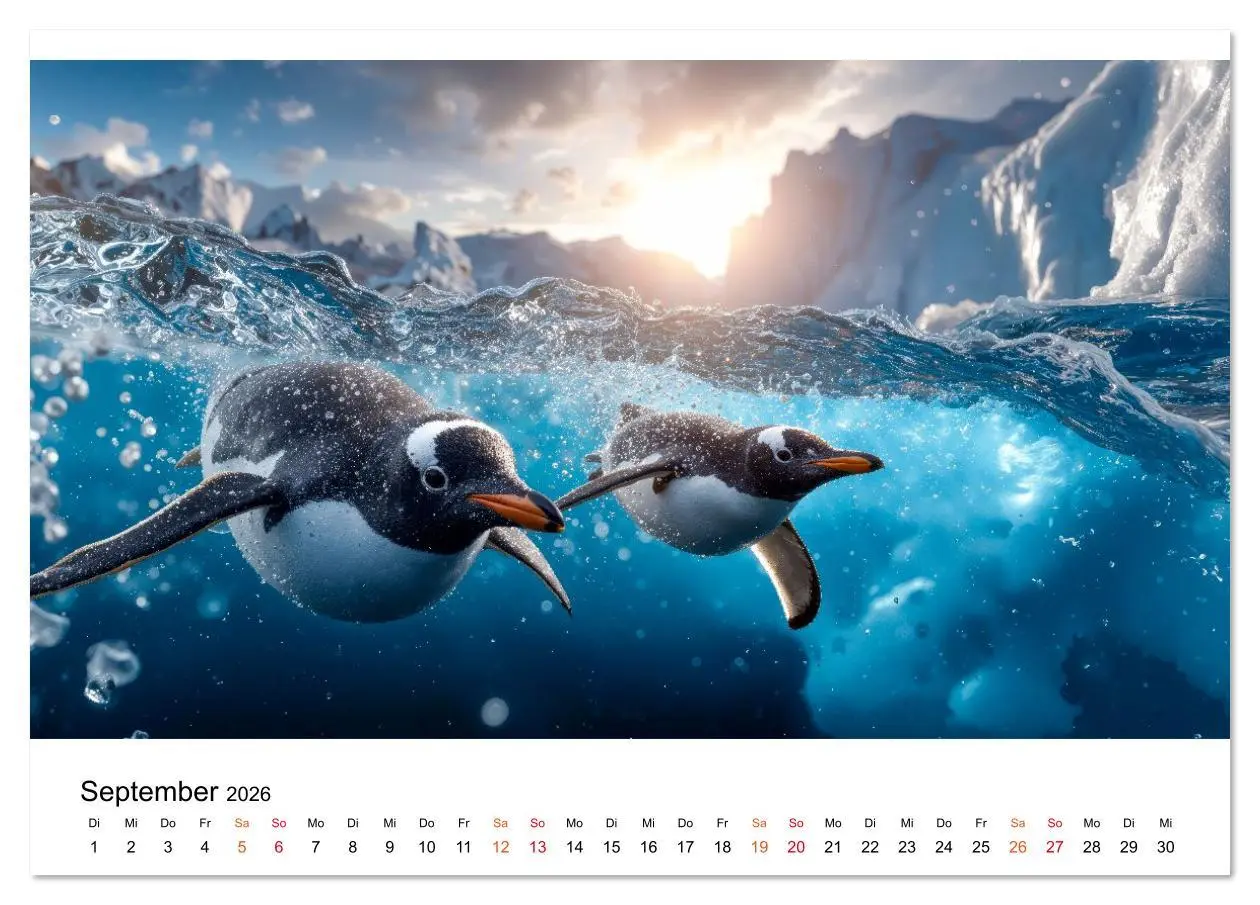 Bild: 9783516643466 | Pinguine - ein Jahr voller Meer (Tischkalender 2026 DIN A5 quer),...