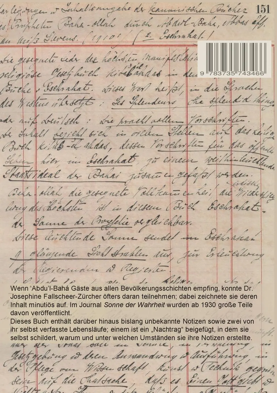 Rückseite: 9783735743466 | Aus den Erinnerungen an Abdu'l-Bahá in Akká und Haifa | Meinhard