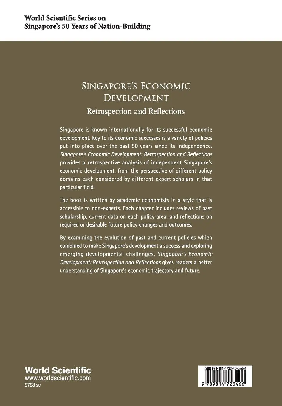 Rückseite: 9789814723466 | SINGAPORE'S ECONOMIC DEVELOPMENT | RETROSPECTION &amp; REFLECTION | C