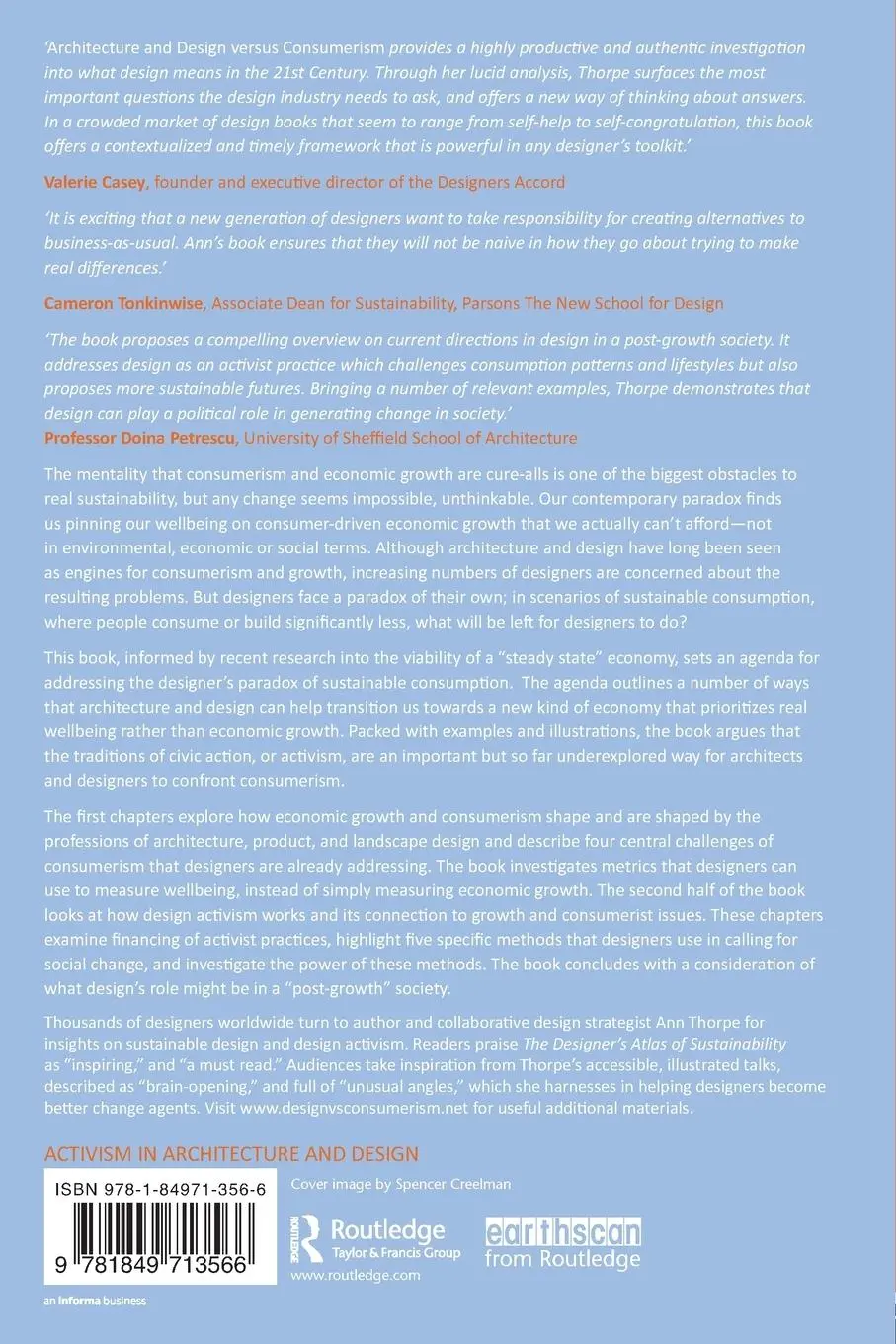 Rückseite: 9781849713566 | Architecture &amp; Design versus Consumerism | Ann Thorpe | Taschenbuch