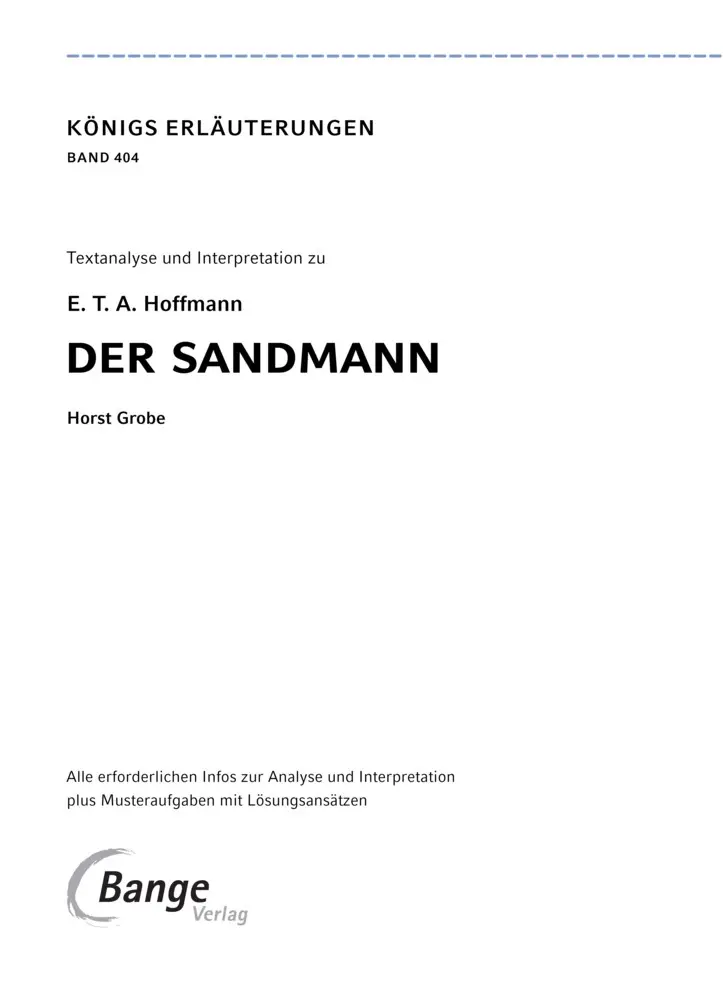 Bild: 9783129303566 | Der Sandmann von E.T.A. Hoffmann - Textanalyse und Interpretation