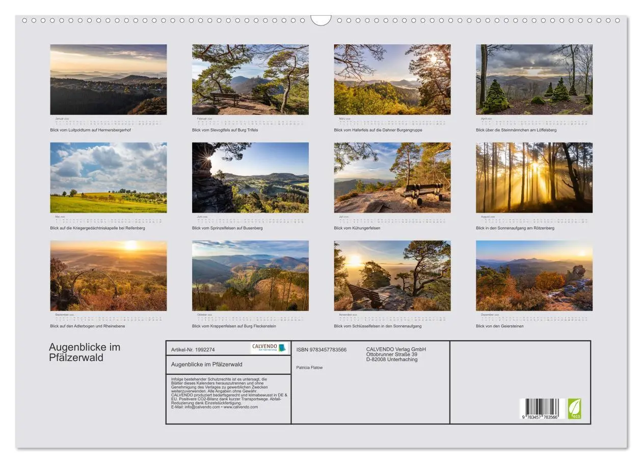 Bild: 9783457783566 | Augenblicke im Pfälzerwald (Wandkalender 2026 DIN A2 quer),...