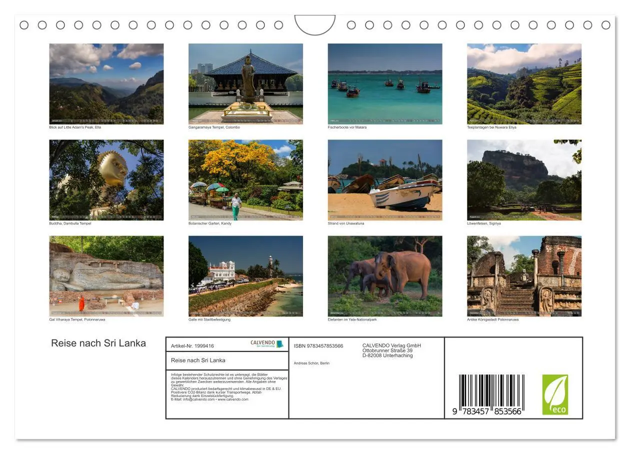 Bild: 9783457853566 | Reise nach Sri Lanka (Wandkalender 2026 DIN A4 quer), CALVENDO...
