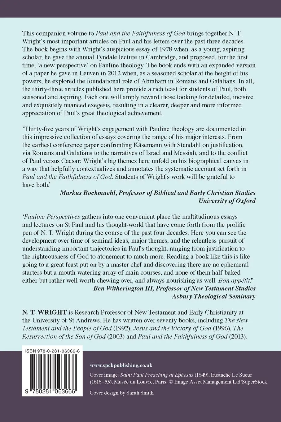 Rückseite: 9780281063666 | Pauline Perspectives | Essays On Paul 1978-2013 | Nt Wright | Buch