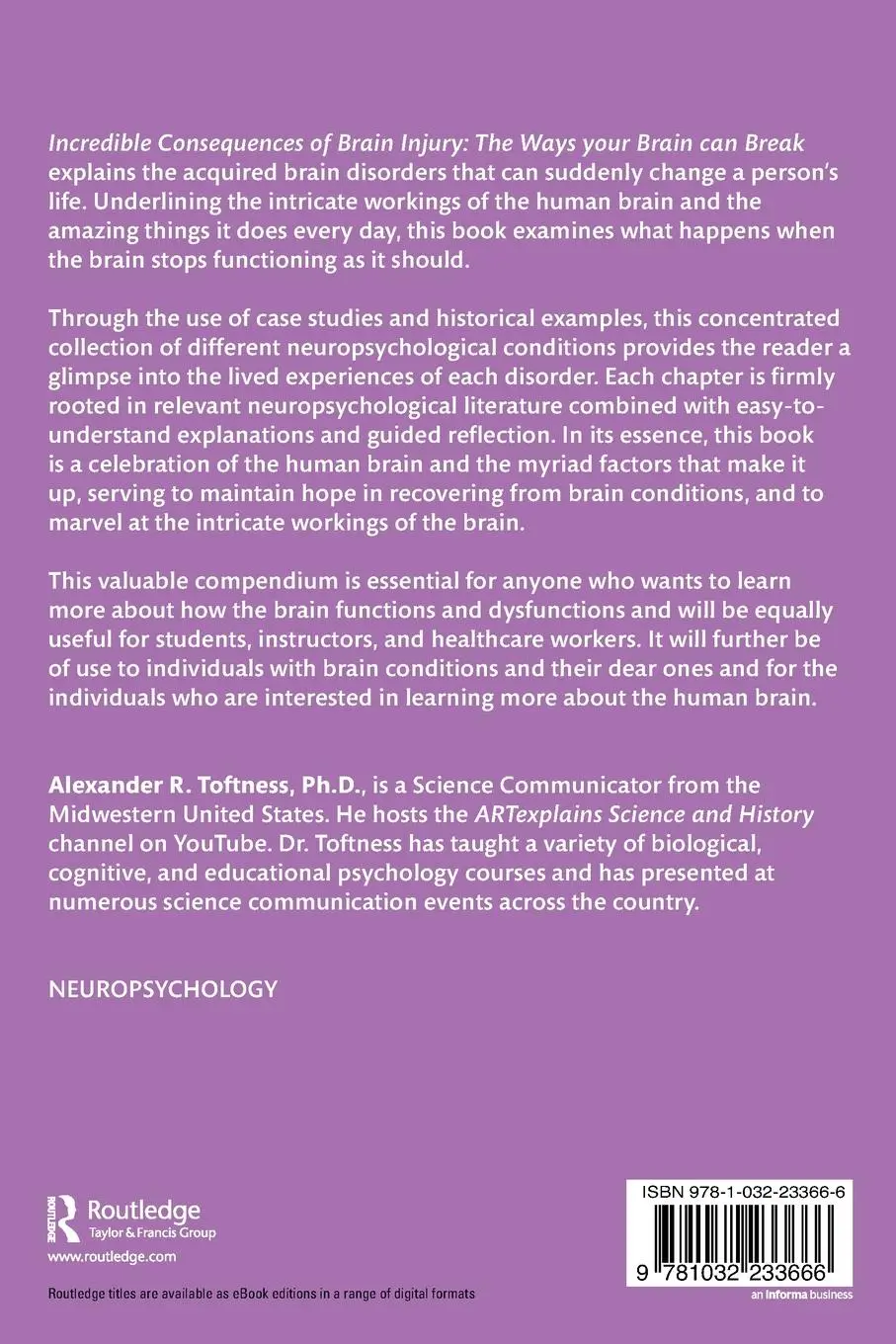 Rückseite: 9781032233666 | Incredible Consequences of Brain Injury | Alexander R. Toftness | Buch