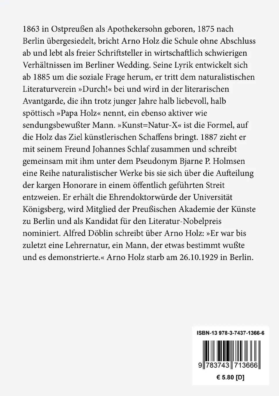 Rückseite: 9783743713666 | Phantasus | Arno Holz | Taschenbuch | 116 S. | Deutsch | 2017