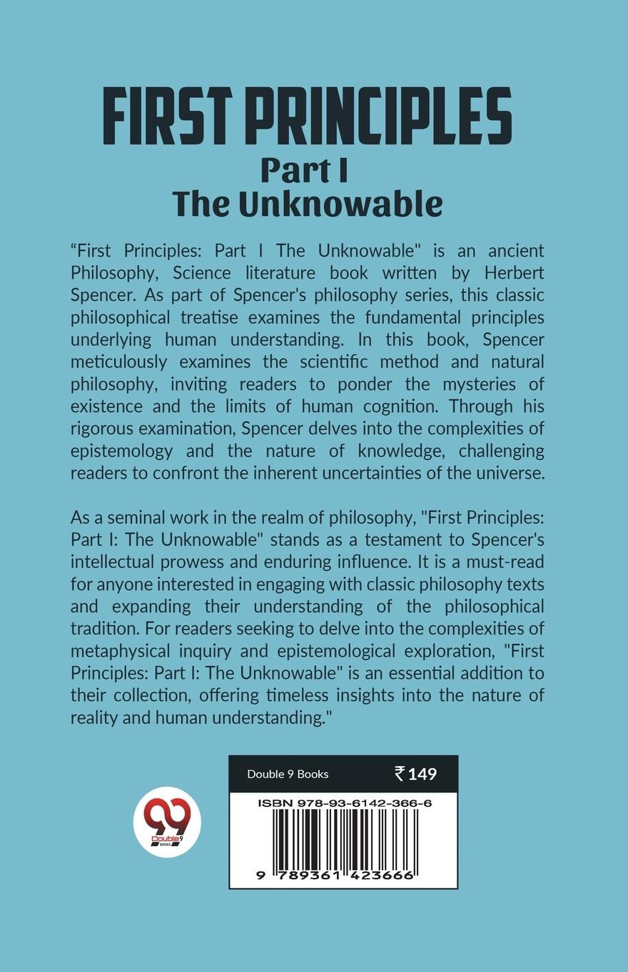 Rückseite: 9789361423666 | First Principles Part I The Unknowable | Herbert Spencer | Taschenbuch
