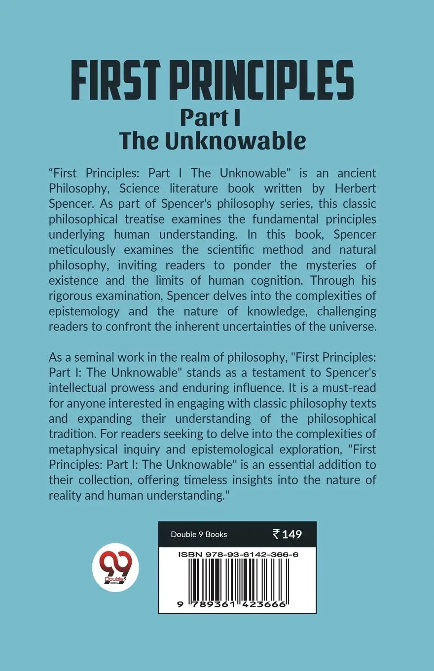 Rückseite: 9789361423666 | First Principles Part I The Unknowable | Herbert Spencer | Taschenbuch