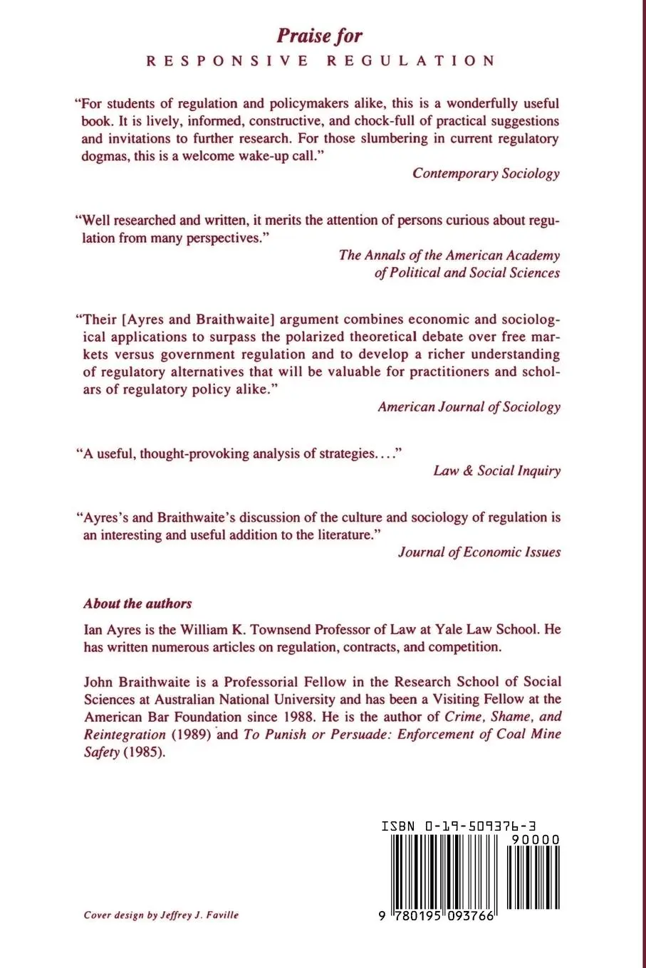 Rückseite: 9780195093766 | Responsive Regulation | Transcending the Deregulation Debate | Buch