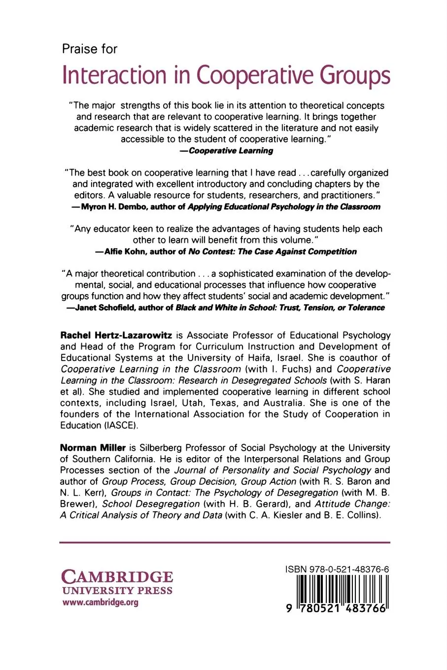 Rückseite: 9780521483766 | Interaction in Cooperative Groups | Rachel Hertz-Lazarowitz (u. a.)