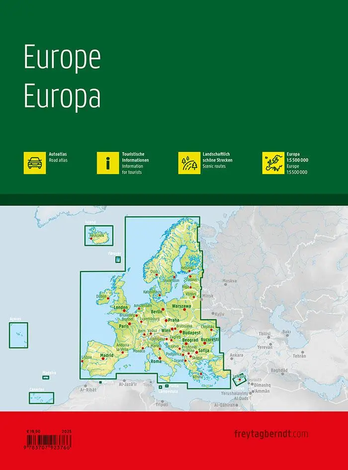 Rückseite: 9783707923766 | Europa, Autoatlas 1:800.000, freytag &amp; berndt | Freytag &amp; Berndt