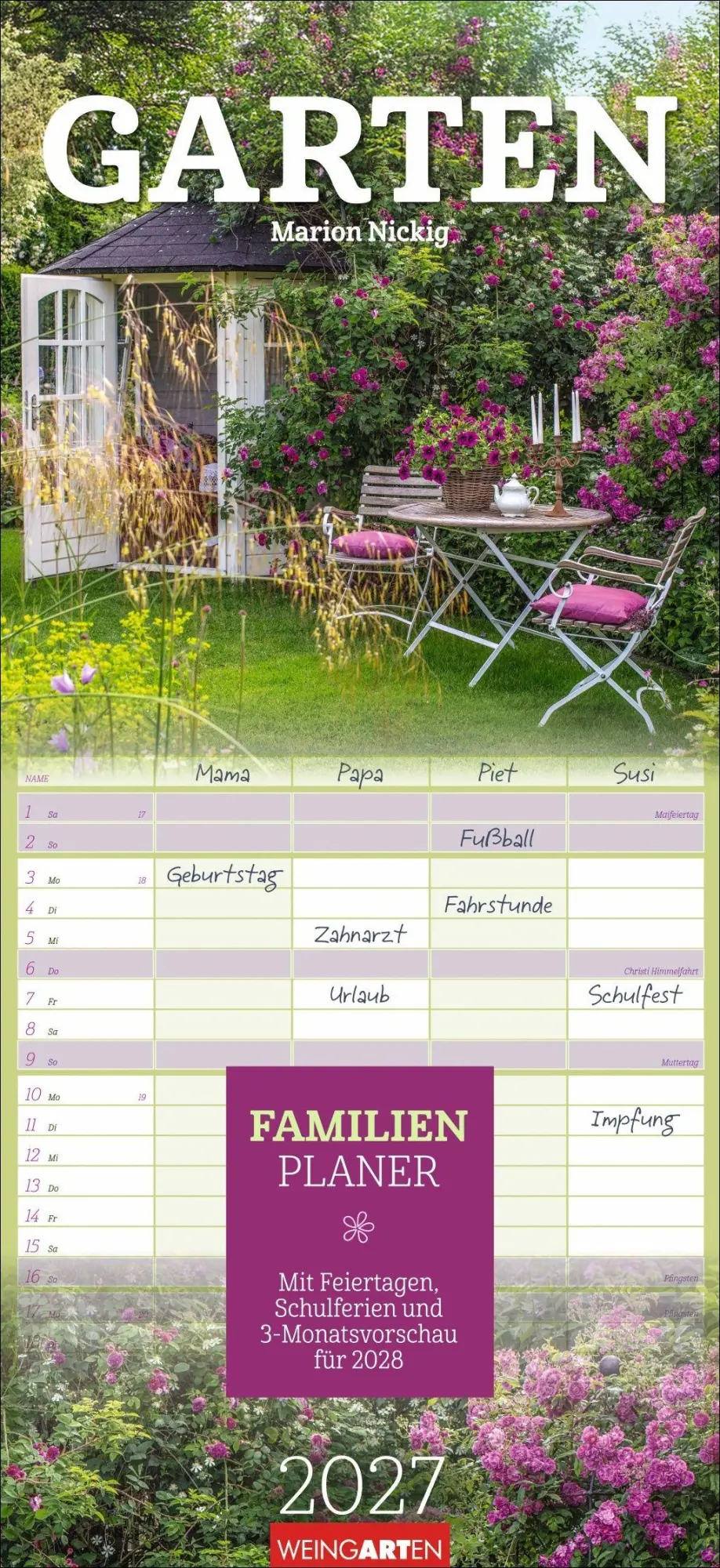 Cover: 9783839903766 | Garten Familienplaner 2027 | Marion Nickig | Kalender | Spiralbindung