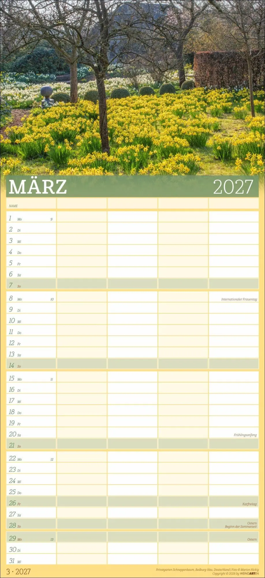 Bild: 9783839903766 | Garten Familienplaner 2027 | Marion Nickig | Kalender | Spiralbindung