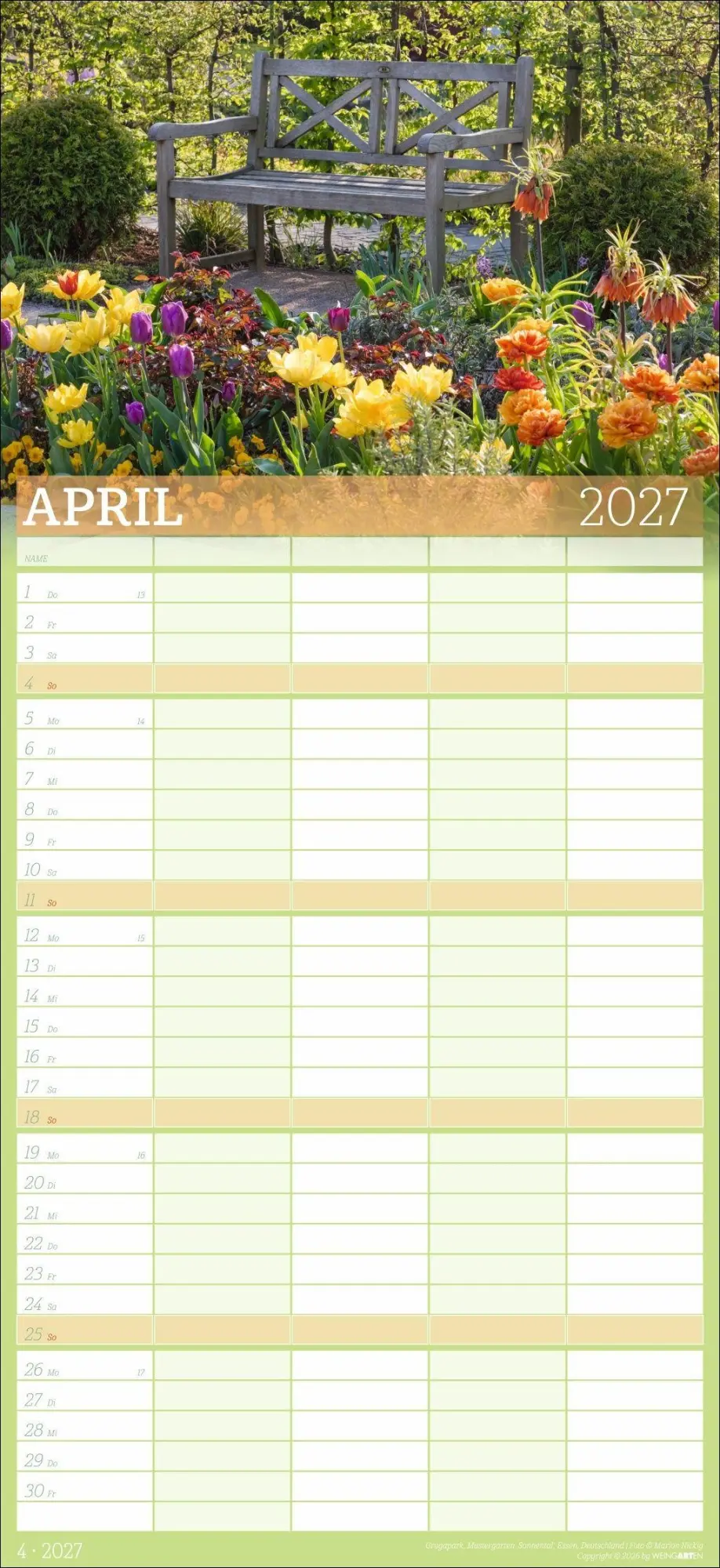 Bild: 9783839903766 | Garten Familienplaner 2027 | Marion Nickig | Kalender | Spiralbindung