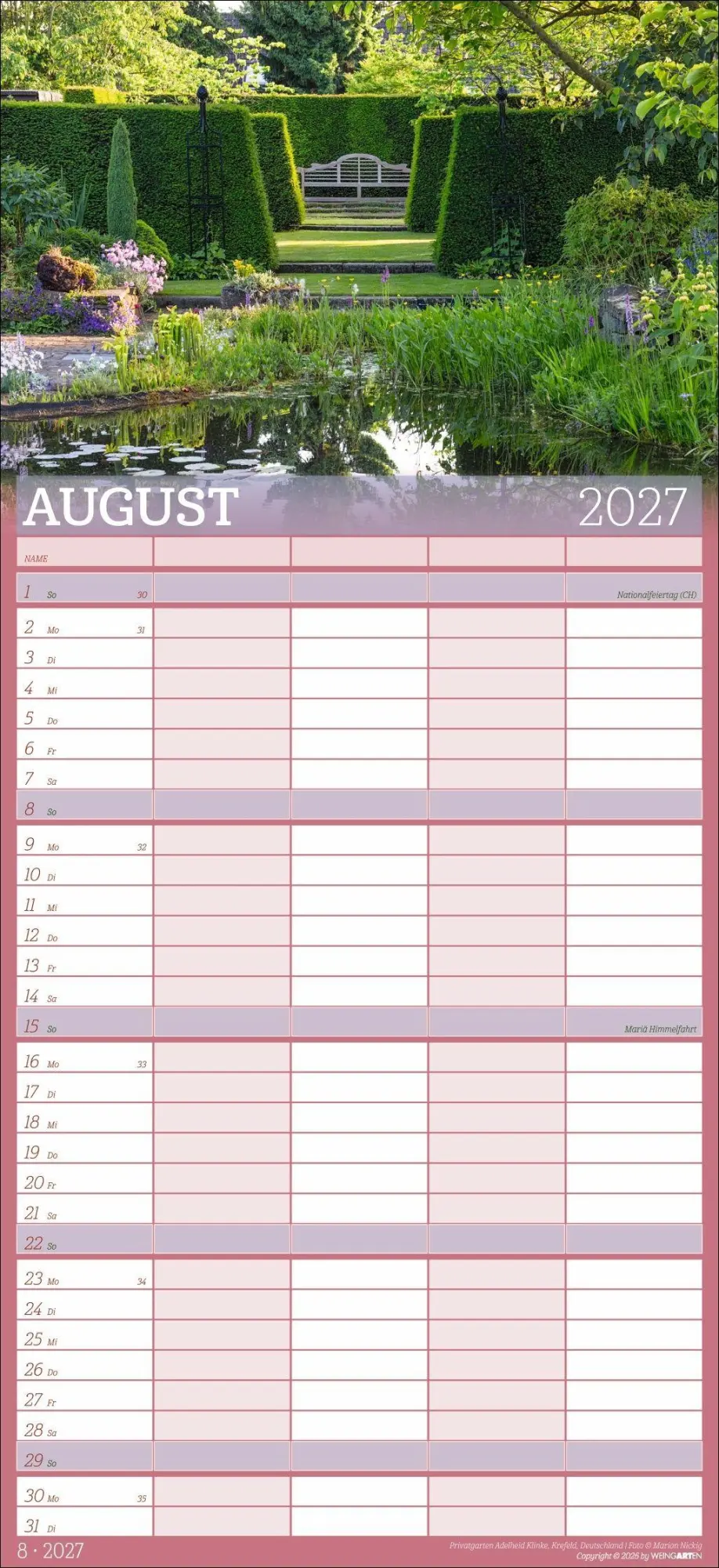 Bild: 9783839903766 | Garten Familienplaner 2027 | Marion Nickig | Kalender | Spiralbindung