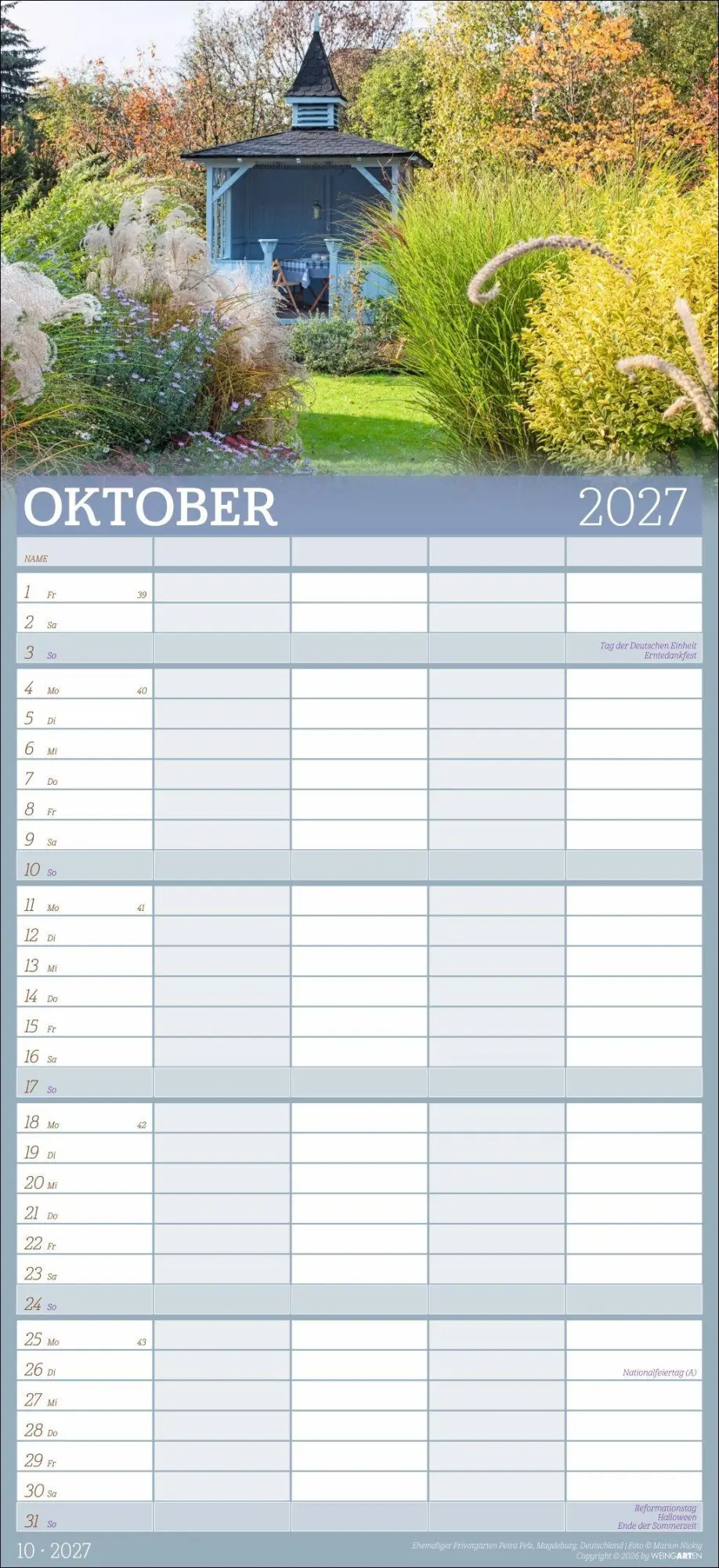 Bild: 9783839903766 | Garten Familienplaner 2027 | Marion Nickig | Kalender | Spiralbindung