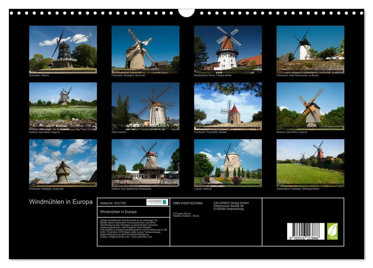 Bild: 9783516223866 | Windmühlen in Europa (Wandkalender 2026 DIN A3 quer), CALVENDO...