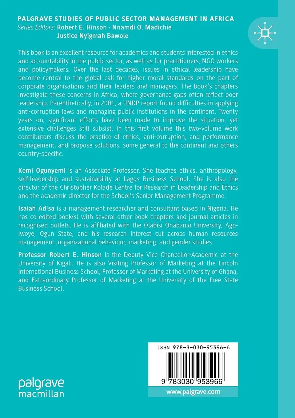 Rückseite: 9783030953966 | Ethics and Accountable Governance in Africa's Public Sector, Volume I
