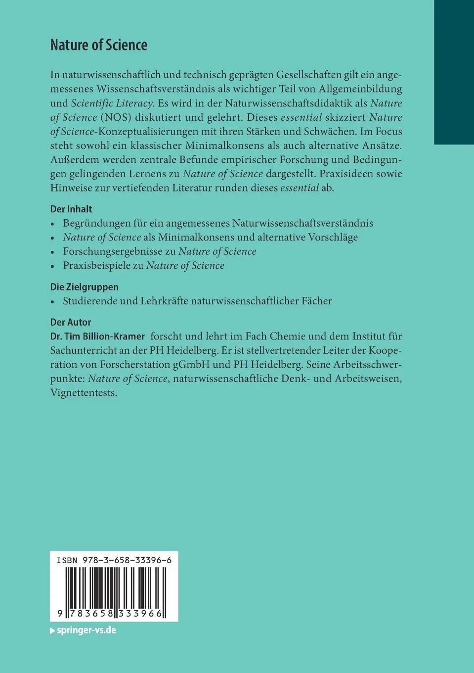 Rückseite: 9783658333966 | Nature of Science | Lernen über das Wesen der Naturwissenschaften