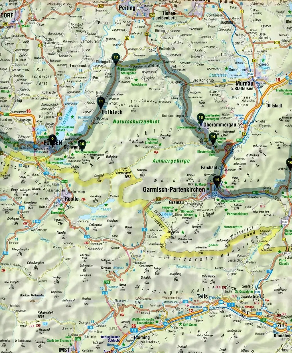 Bild: 9783937063966 | FolyMaps Deutsche Alpenstraße Spezialkarte | 1:250 000 | Bikerbetten
