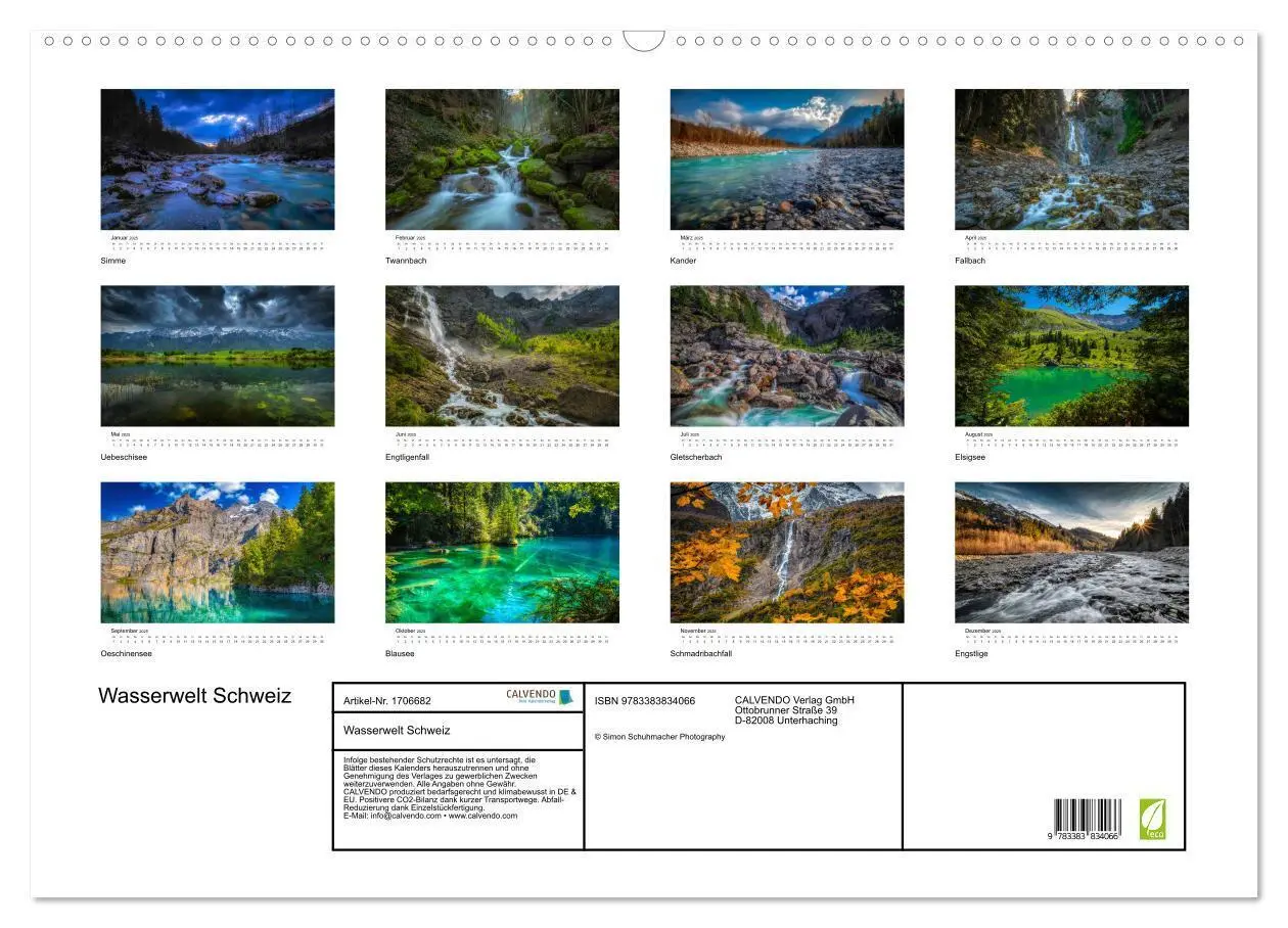 Bild: 9783383834066 | Wasserwelt Schweiz (Wandkalender 2025 DIN A2 quer), CALVENDO...
