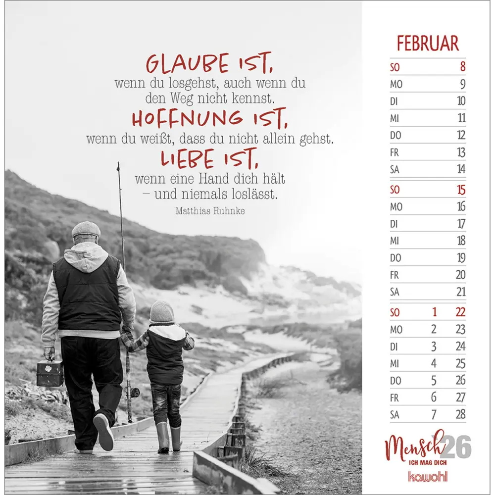 Bild: 9783754874066 | Mensch, ich mag dich 2026 | Schwarz-Weiss-Postkarten-Kalender | 13 S.