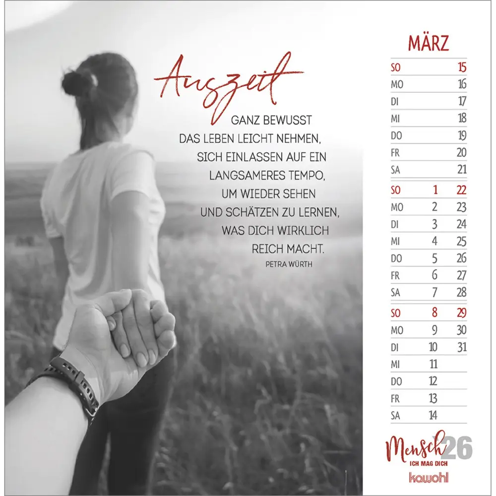 Bild: 9783754874066 | Mensch, ich mag dich 2026 | Schwarz-Weiss-Postkarten-Kalender | 13 S.