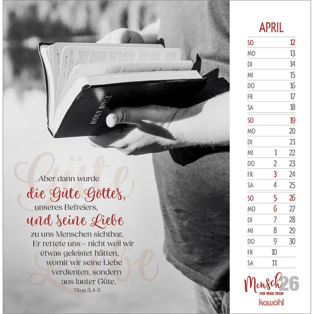 Bild: 9783754874066 | Mensch, ich mag dich 2026 | Schwarz-Weiss-Postkarten-Kalender | 13 S.