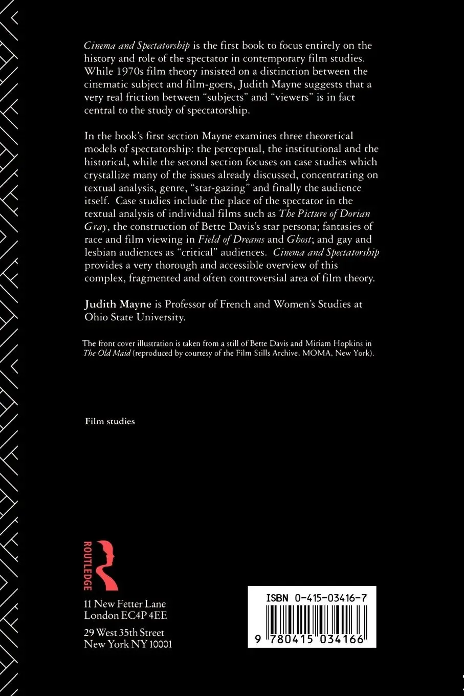 Rückseite: 9780415034166 | Cinema and Spectatorship | Judith Mayne | Taschenbuch | Englisch