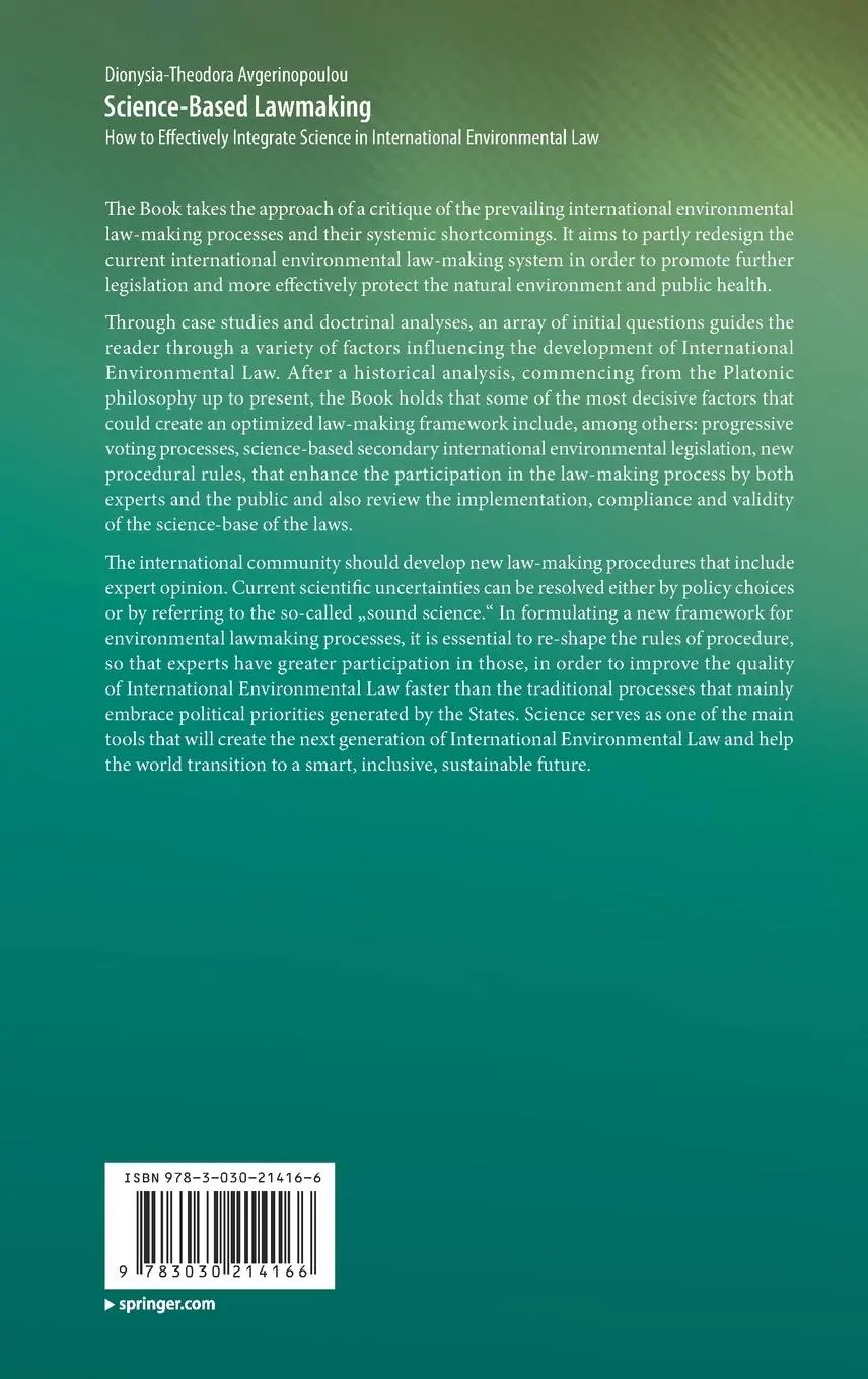Rückseite: 9783030214166 | Science-Based Lawmaking | Dionysia-Theodora Avgerinopoulou | Buch | xx