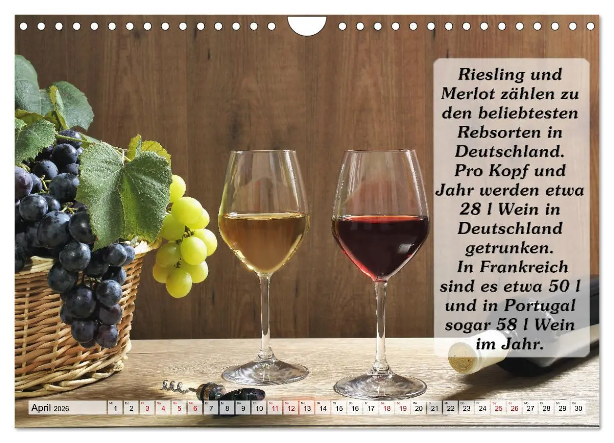 Bild: 9783457624166 | Wissenswertes über Wein (Wandkalender 2026 DIN A4 quer), CALVENDO...